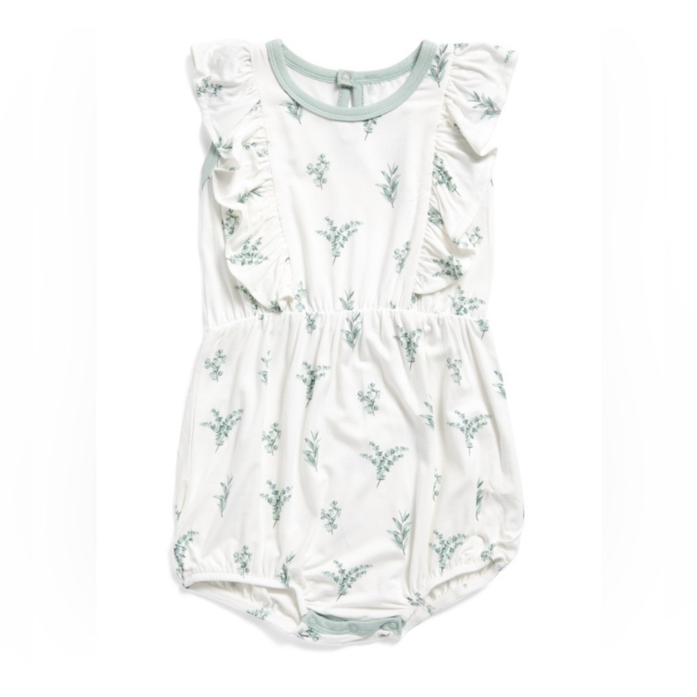 NWT Kyte Baby Bamboo Ruffle Bubble Romper - Eucalyptus